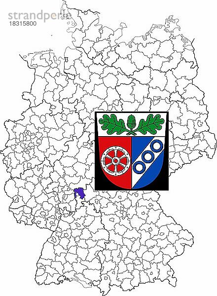 Landkreis Aschaffenburg  in Bayern  Lage des Landkreis innerhalb von Deutschland  Wappen  mit Landkreiswappen (nur redaktionelle Verwendung) (amtliches Hoheitszeichen) (werbliche Nutzung gesetzlich beschränkt)