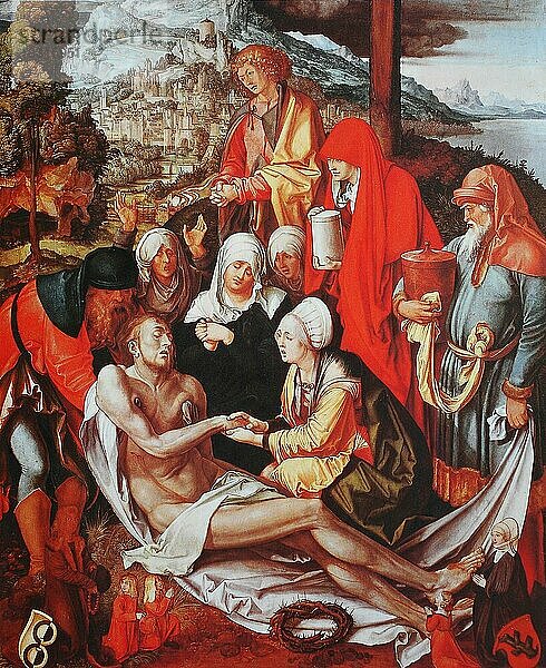 Die Beweinung Christi  Gemälde von Albrecht Dürer (1471-1528)  Historisch  digital restaurierte Reproduktion einer Originalvorlage aus dem 19. Jahrhundert  genaues Originaldatum nicht bekannt
