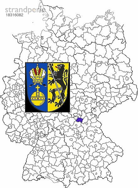 Landkreis Lichtenfels  in Bayern  Lage des Landkreis innerhalb von Deutschland  Wappen  mit Landkreiswappen (nur redaktionelle Verwendung) (amtliches Hoheitszeichen) (werbliche Nutzung gesetzlich beschränkt)