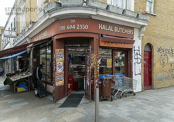 Halal-Metzgerladen an der Ecke  Deptford High Street  London S8  England  UK