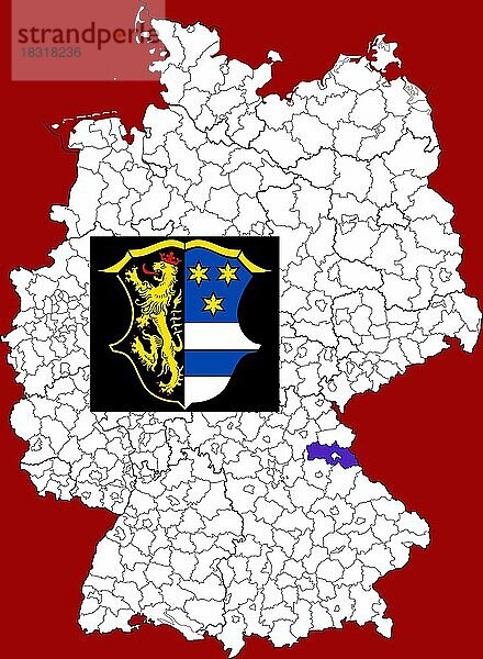 Landkreis Neustadt an der Waldnaab  in Bayern  Lage des Landkreis innerhalb von Deutschland  Wappen  mit Landkreiswappen (nur redaktionelle Verwendung) (amtliches Hoheitszeichen) (werbliche Nutzung gesetzlich beschränkt)