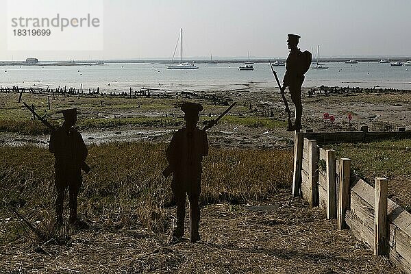 Metallsilhouetten von Soldaten des Ersten Weltkriegs  West Mersea  Mersea Island  Essex  England  UK