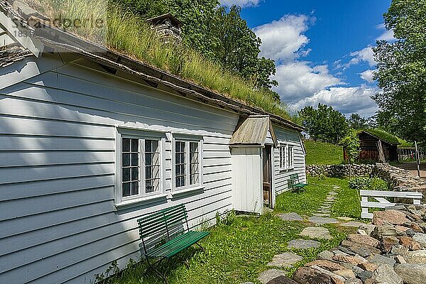 Historische Häuser im Norsk Folkemuseet  Oslo  Norwegen  Europa
