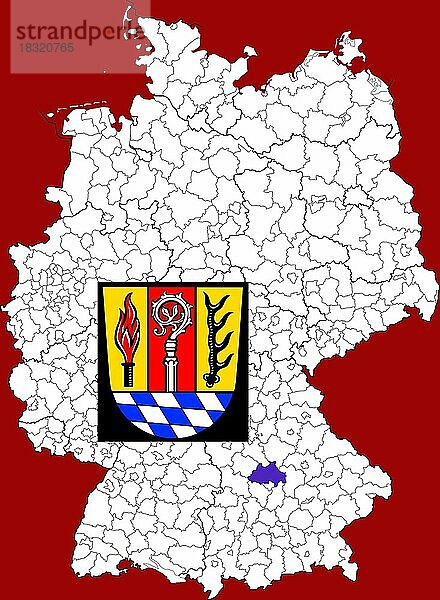 Landkreis Eichstätt  in Bayern  Lage des Landkreis innerhalb von Deutschland  Wappen  mit Landkreiswappen (nur redaktionelle Verwendung) (amtliches Hoheitszeichen) (werbliche Nutzung gesetzlich beschränkt)