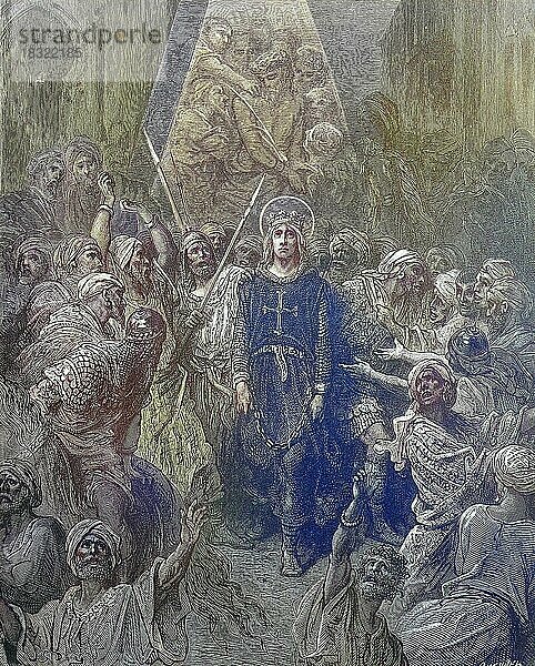 The crusades were a series of religious wars in western Asia and Europe initiated  supported and sometimes directed by the Catholic Church  capture of ludwig the sacred  Louis IX  born 1214  commonly known as Saint Louis  was King of France  the ninth from the House of Capet  and is a canonized Catholic and Anglican saint  Historisch  digital restaurierte Reproduktion von einer Vorlage aus dem 19. Jahrhundert