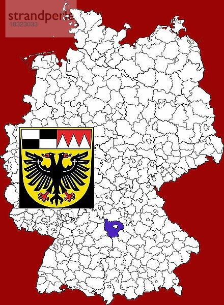 Landkreis Ansbach  in Bayern  Lage des Landkreis innerhalb von Deutschland  Wappen  mit Landkreiswappen (nur redaktionelle Verwendung) (amtliches Hoheitszeichen) (werbliche Nutzung gesetzlich beschränkt)