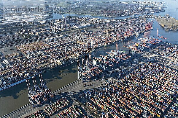 Luftbild des Containerterminal Burchardkai und Eurogate  Container  Hafen  Hamburg  Deutschland  Europa