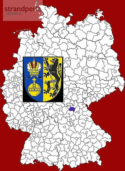 Landkreis Lichtenfels  in Bayern  Lage des Landkreis innerhalb von Deutschland  Wappen  mit Landkreiswappen (nur redaktionelle Verwendung) (amtliches Hoheitszeichen) (werbliche Nutzung gesetzlich beschränkt)