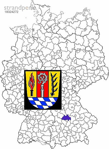 Landkreis Eichstätt  in Bayern  Lage des Landkreis innerhalb von Deutschland  Wappen  mit Landkreiswappen (nur redaktionelle Verwendung) (amtliches Hoheitszeichen) (werbliche Nutzung gesetzlich beschränkt)