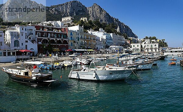 Marina Grande Hafen mit Fischerbooten  Capri  Golf von Neapel  Kampanien  Süditalien  Italien  Europa