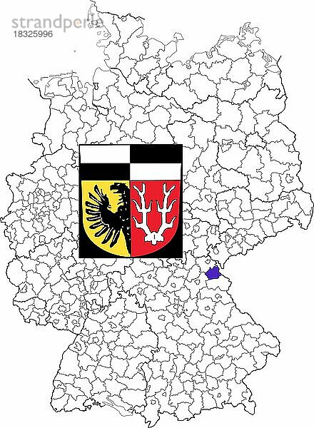 Landkreis Wunsiedel  in Bayern  Lage des Landkreis innerhalb von Deutschland  Wappen  mit Landkreiswappen (nur redaktionelle Verwendung) (amtliches Hoheitszeichen) (werbliche Nutzung gesetzlich beschränkt)