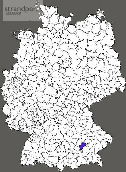 Landkreis Freising  in Bayern  Lage des Landkreis innerhalb von Deutschland