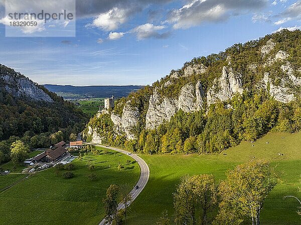 Burgruine Neu Thierstein  Luftaufnahme  Büsserach  Solothurn  Schweiz  Europa