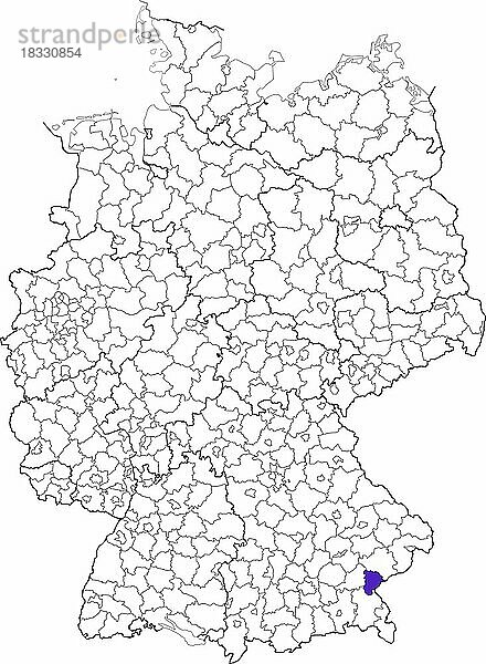 Landkreis Altötting  Altoetting  in Bayern  Lage des Landkreis innerhalb von Deutschland  alle bayerischen Lankreise finden Sie unter Stichwort MapBayTH