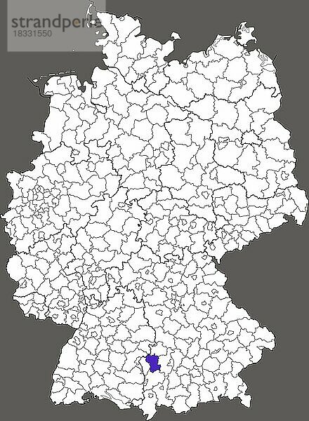 Landkreis Günzburg  in Bayern  Lage des Landkreis innerhalb von Deutschland