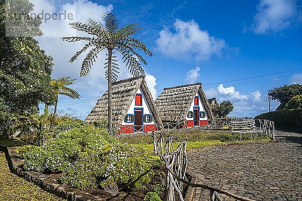 Traditionelles strohgedecktes Haus in Santana  Casa de Colmo  Insel Madeira  Portugal  Europa