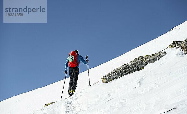 Skitourengeher bei gutem Wetter  Stubaier Alpen  Berge im Winter  Kühtai  Tirol  Österreich  Europa