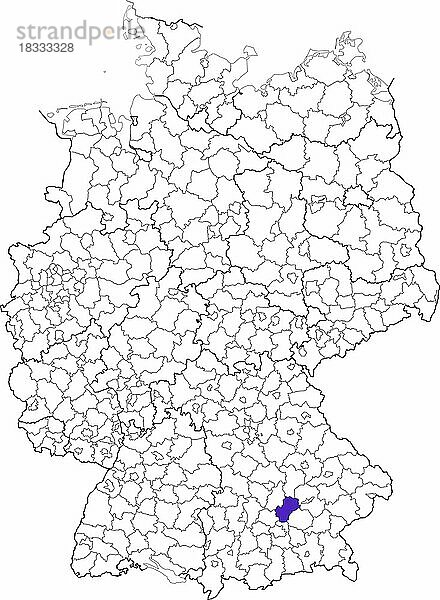 Landkreis Freising  in Bayern  Lage des Landkreis innerhalb von Deutschland