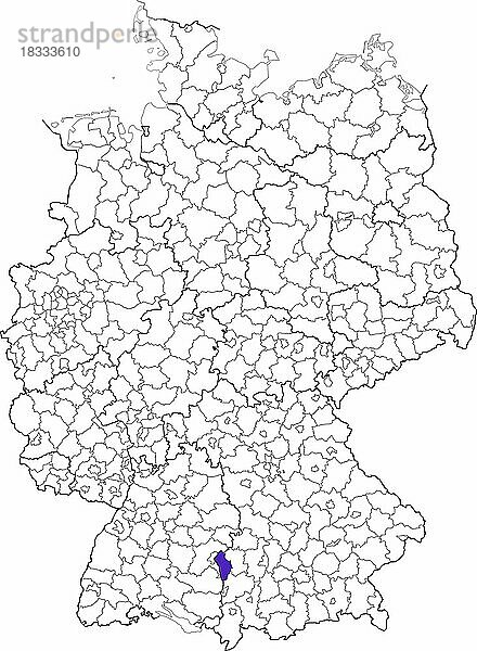 Landkreis Neu-Ulm  in Bayern  Lage des Landkreis innerhalb von Deutschland