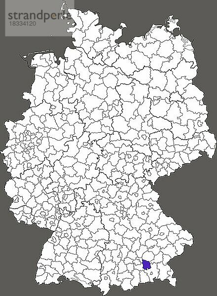 Landkreis Ebersberg  in Bayern  Lage des Landkreis innerhalb von Deutschland