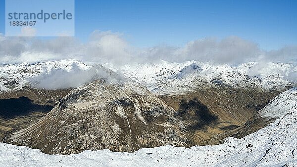 Bergpanorama auf der Diavolezza  Blick auf Piv Alv und Piz Minor  Engadin  Schweiz  Europa
