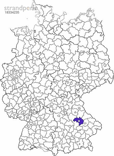 Landkreis Regensburg  in Bayern  Lage des Landkreis innerhalb von Deutschland