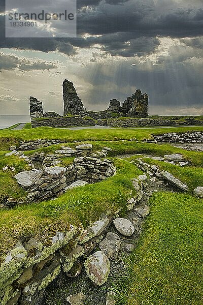 Prähistorische archäologische Stätte Jarlshof  Shetlandinseln  Großbritannien  Europa