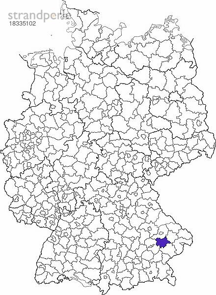 Landkreis Dingolfing-Landau  in Bayern  Lage des Landkreis innerhalb von Deutschland