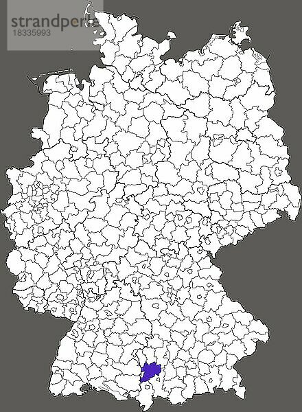 Landkreis Unterallgäu  in Bayern  Lage des Landkreis innerhalb von Deutschland