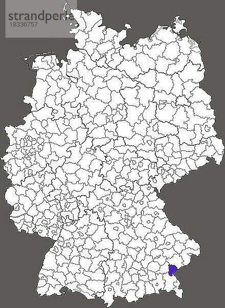 Landkreis Altötting  Altoetting  in Bayern  Lage des Landkreis innerhalb von Deutschland  alle bayerischen Lankreise finden Sie unter Stichwort MapBayTH