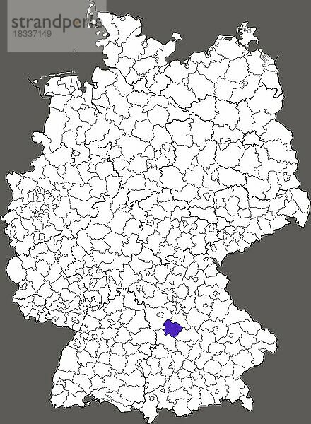 Landkreis Weißenburg-Gunzenhausen  in Bayern  Lage des Landkreis innerhalb von Deutschland