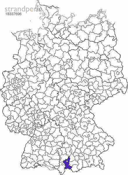 Landkreis Ostallgäu  in Bayern  Lage des Landkreis innerhalb von Deutschland