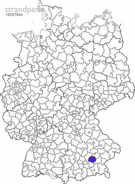 Landkreis Erding  in Bayern  Lage des Landkreis innerhalb von Deutschland