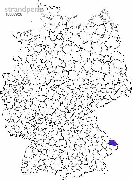 Landkreis Freyung-Grafenau  in Bayern  Lage des Landkreis innerhalb von Deutschland