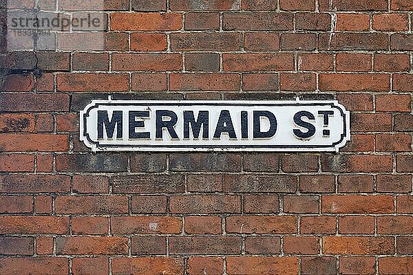 Straßenschild  Mermaid Street  Rye  East Sussex  England  Großbritannien  Europa