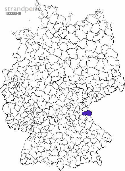 Landkreis Tirschenreuth  in Bayern  Lage des Landkreis innerhalb von Deutschland