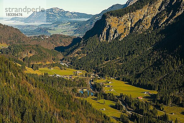 Stillachtal  bei Oberstdorf  dahinter der Grünten  1738m  Oberallgäu  Bayern  Deutschland  Europa