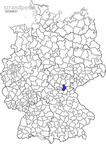 Landkreis Kronach  in Bayern  Lage des Landkreis innerhalb von Deutschland