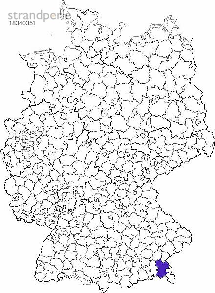 Landkreis Traunstein  in Bayern  Lage des Landkreis innerhalb von Deutschland