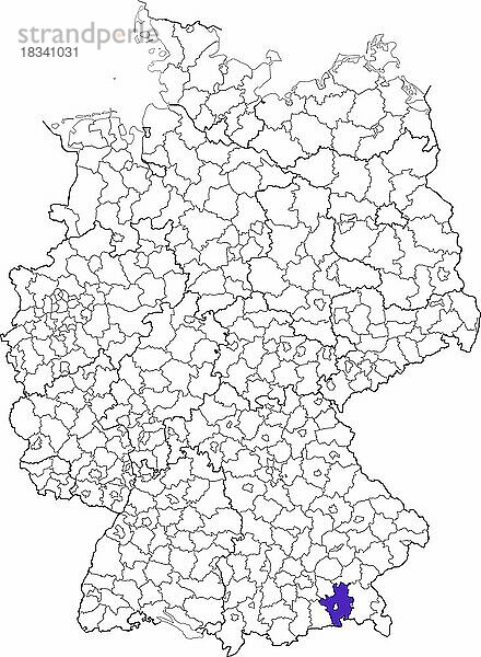 Landkreis Rosenheim  in Bayern  Lage des Landkreis innerhalb von Deutschland