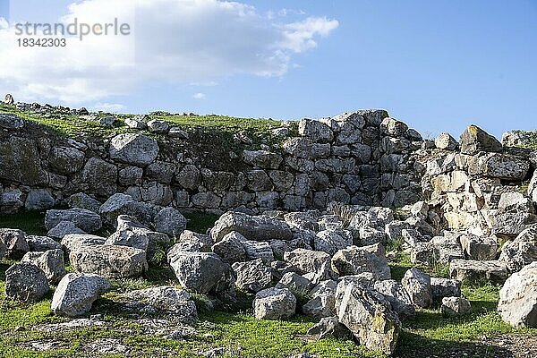 Ruine der Mykenische Stätte Tiryns  Ausgrabungsstätte  Peloponnes  Griechenland  Europa