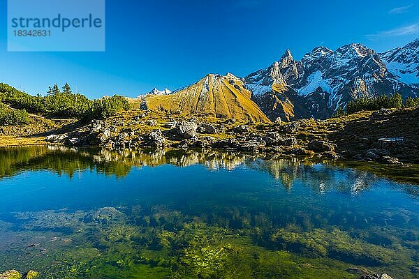 Panorama vom Gugger See  Zentraler Hauptkamm der Allgäuer Alpen  Allgäu  Bayern  Deutschland  Europa