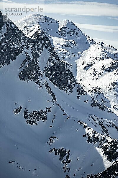 Gipfel und Berge im Winter  Sellraintal  Stubaier Alpen  Kühtai  Tirol  Österreich  Europa