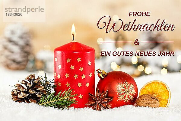 Weihnachtskarte Karte mit Kerze Frohe Weihnachten Dekoration Weihnachtsdekoration Adventszeit in Stuttgart  Deutschland  Europa