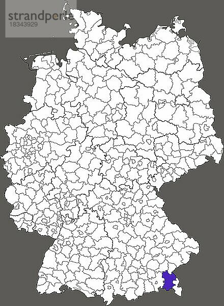 Landkreis Traunstein  in Bayern  Lage des Landkreis innerhalb von Deutschland