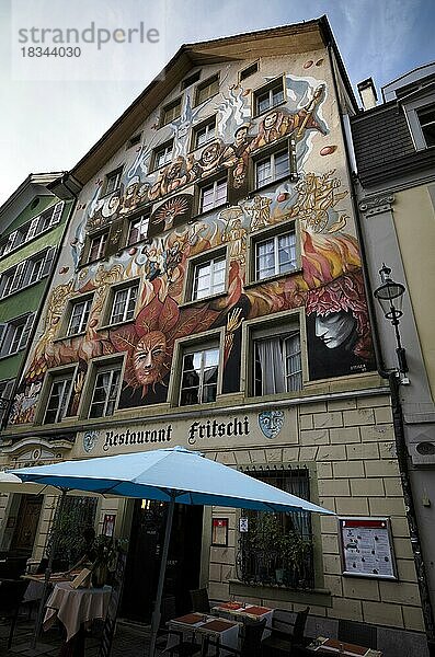 Fassadengemälde  Restaurant Fritschi  Altstadt  Luzern  Schweiz  Europa