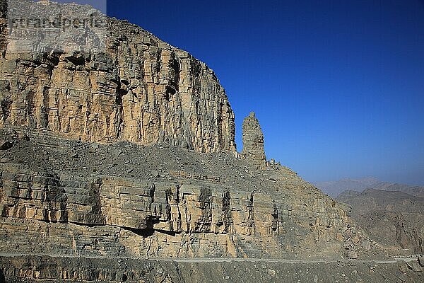 Landschaft im Jebel Harim Gebiet  in der omanischen Enklave Musandam  Oman  Asien