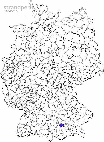 Landkreis Fürstenfeldbruck  in Bayern  Lage des Landkreis innerhalb von Deutschland