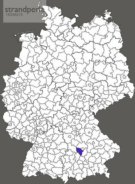 Landkreis Neuburg-Schrobenhausen  in Bayern  Lage des Landkreis innerhalb von Deutschland