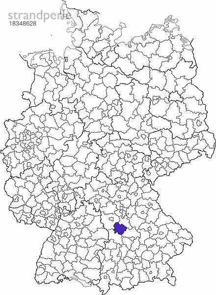 Landkreis Weißenburg-Gunzenhausen  in Bayern  Lage des Landkreis innerhalb von Deutschland